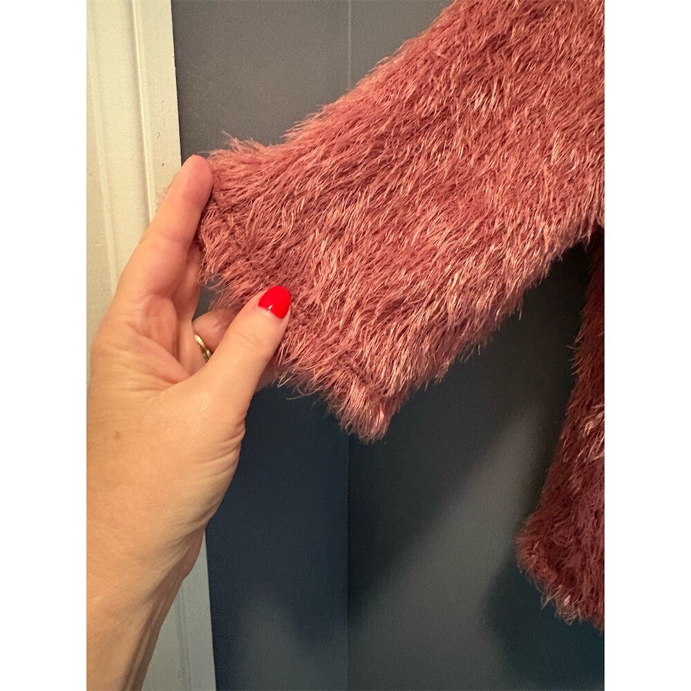it’s Sweater Womens XL Dusty Rose Fuzzy Pullover Crew Neck 3/4 Sleeve - Picture 2 of 7